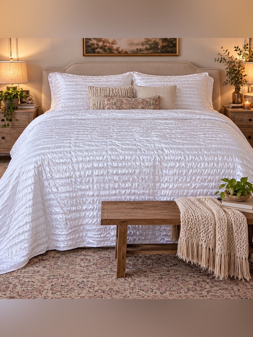 Channel mineral velvet quilt king size 110x96 by Kevin O’Brien studios white